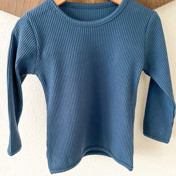 Solid Ribbed Kids Lounge Set - Blue - Picture 4 of 6